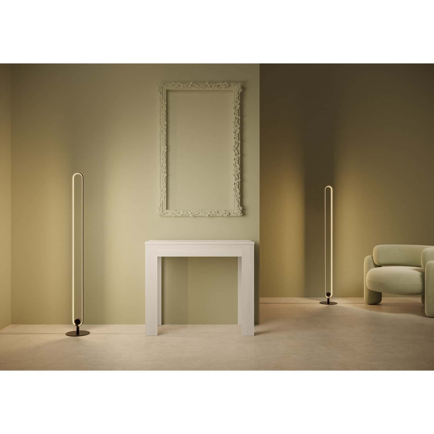 Console extensible 90x42/198 cm Bora Small Frêne Blanc