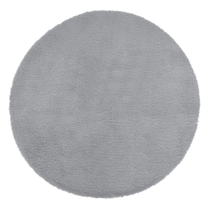 Tapis effet fourrure gris D80cm