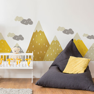 Stickers muraux enfants - Décoration chambre bébé - Autocollant Sticker mural géant enfant montagnes scandinaves GOPIKA