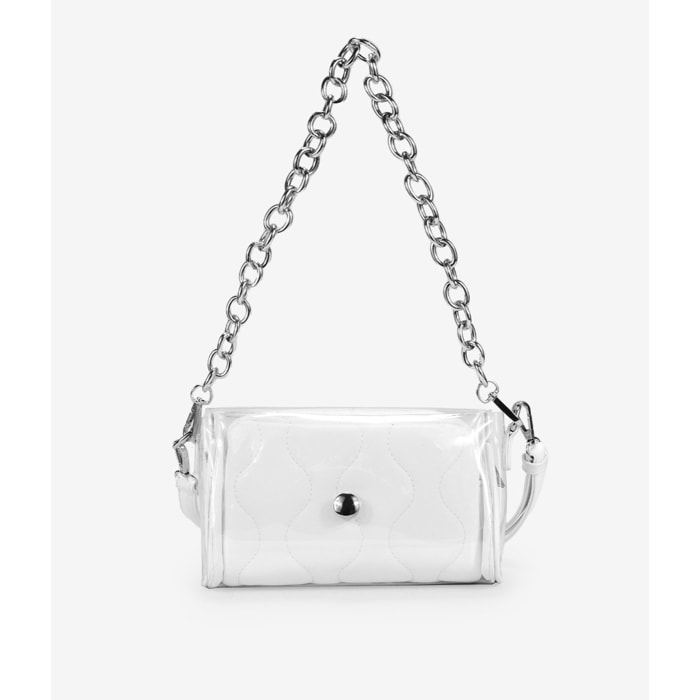 Bolso blanco transparente con cadena