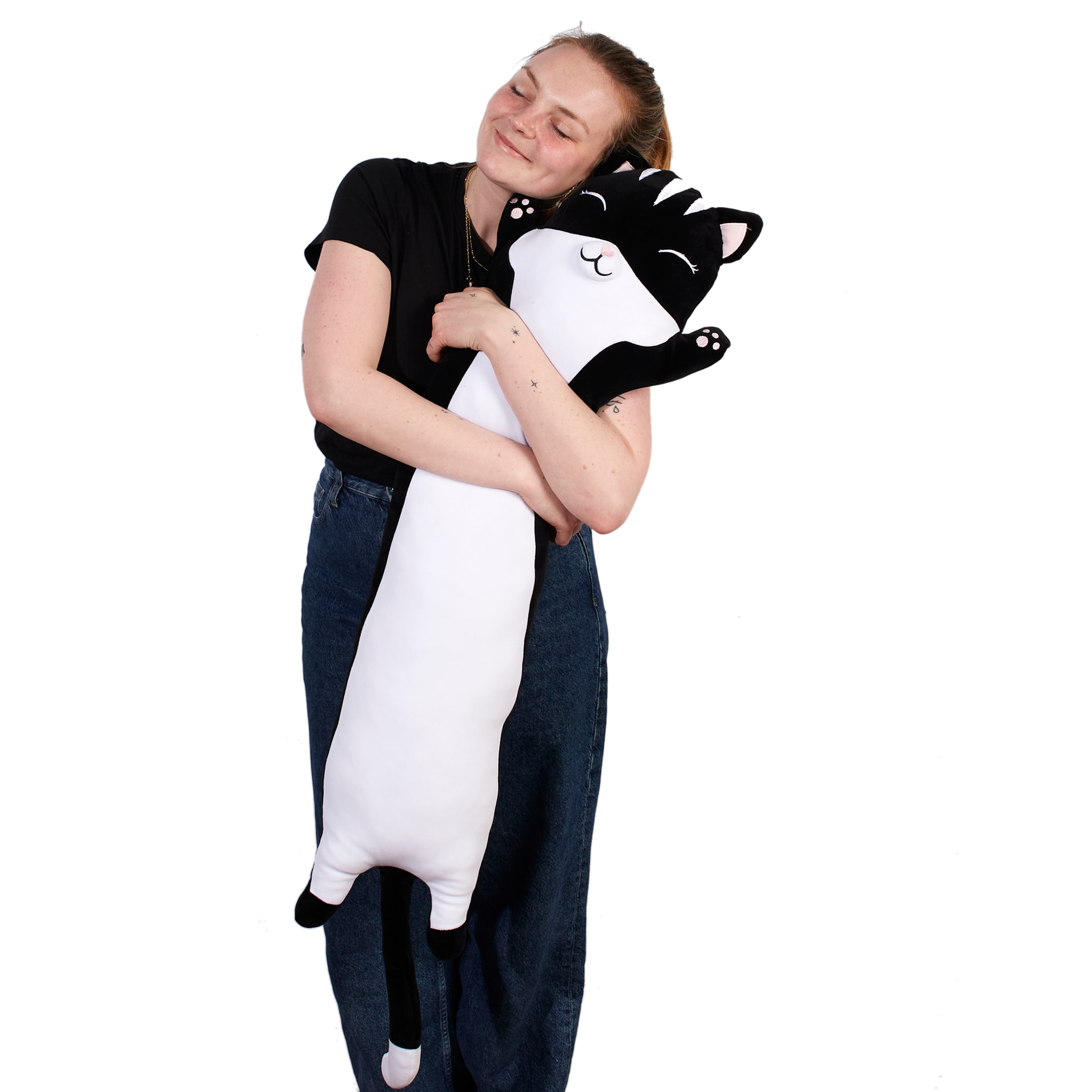 PELUCHE ALLONGEE CHAT NOIR