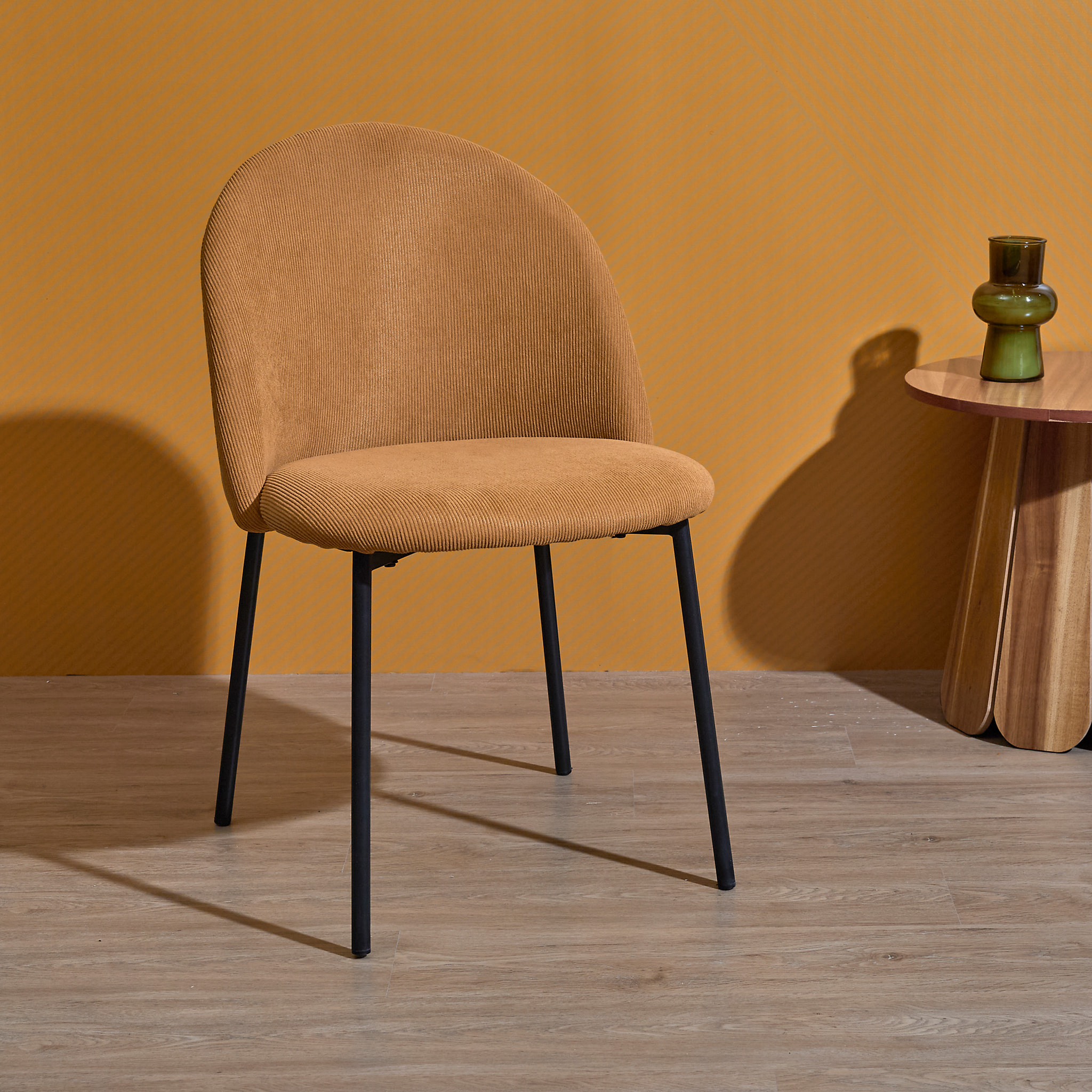 Lot de 4 Chaises - HOME DECO FACTORY - Jules - Côtelees - Jaunes