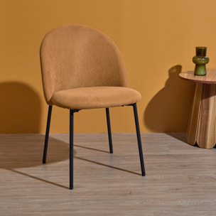 Lot de 4 Chaises - HOME DECO FACTORY - Jules - Côtelees - Jaunes