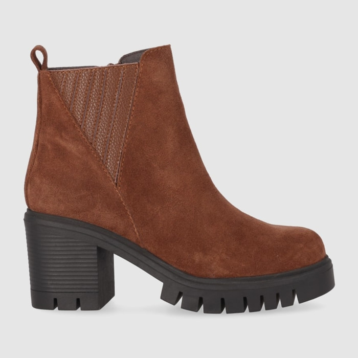 Botines de Piel - Marron - Tacón: 5 cm
