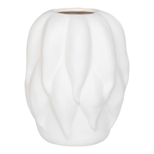 Vaso in Ceramica Beige con Superficie a Rilievo — 19,5×26 cm