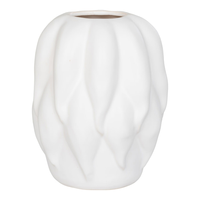 Vaso in Ceramica Beige con Superficie a Rilievo — 19,5×26 cm