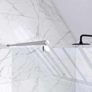 Paroi de Douche 80x200cm Verre Transparent - Barre de Fixation Extensible et Profil Chrome