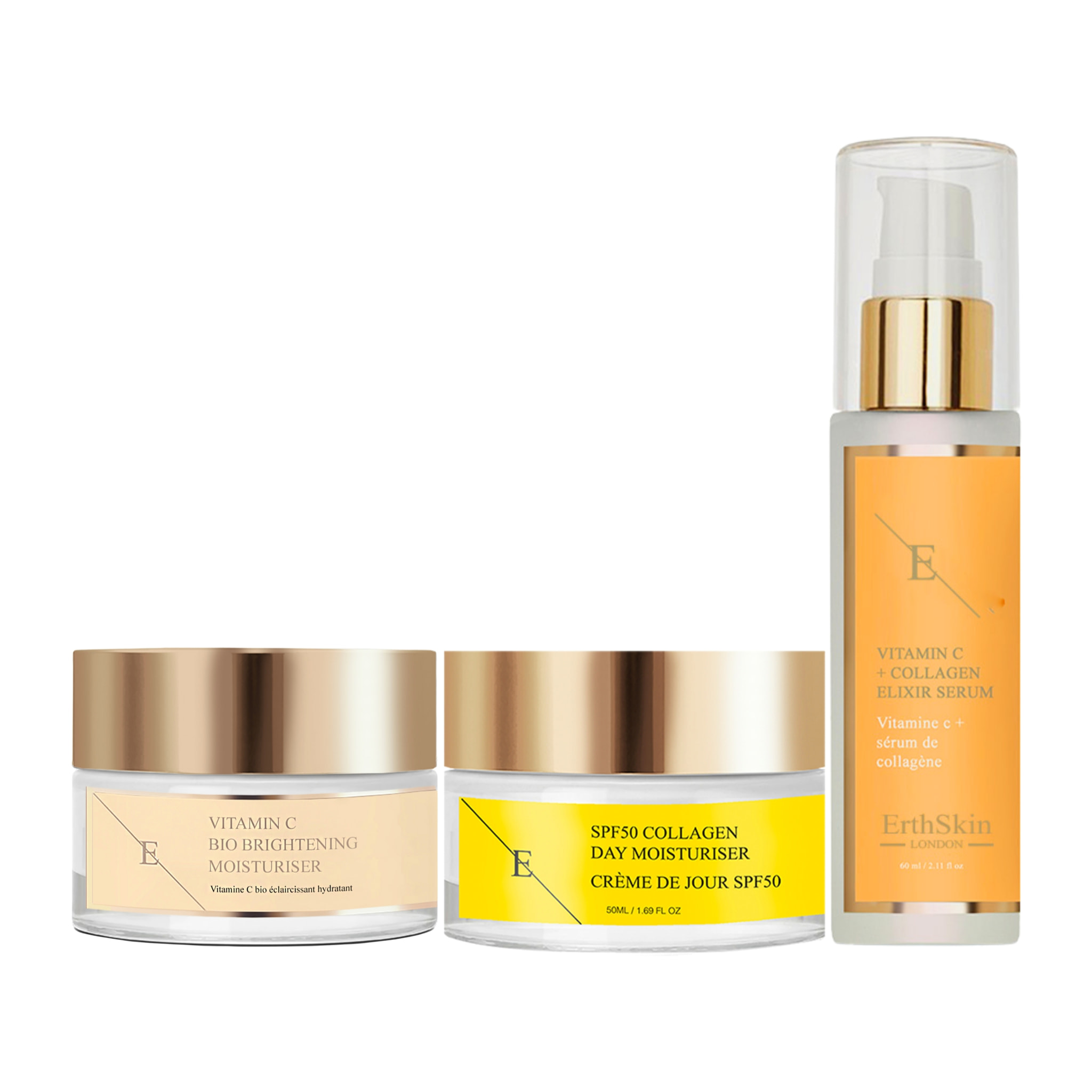 SERUM ELIXIR DE VITAMINA C + Hidratante Bio Iluminador con Vitamina C + Crema de Día SPF