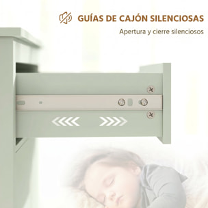 Aparador de 2 Puertas Aparador de Salón Moderno con Cajón Estante Ajustable y Tiradores de PU Mueble Auxiliar para Comedor Pasillo 80x40x90 cm Verde Claro