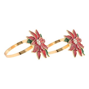 Lot de 2 ronds de serviette motif poinsettia