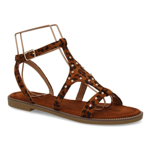 Sandalia plana elegante mujer tachuelas