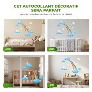 Stickers Muraux décoration adhésifs Arc-en-ciel et Anges