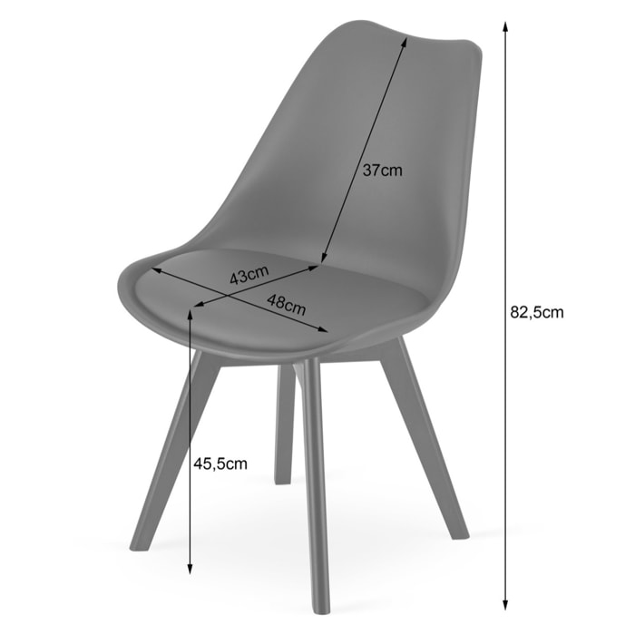Sedia Mark trasparente con cuscino bianco e gambe nere