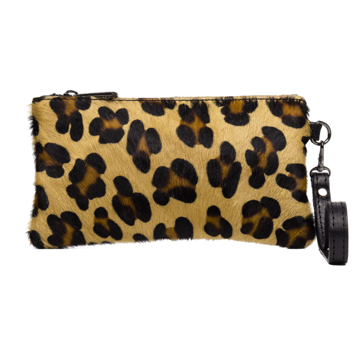 Fiorella Bolso bandolera Mujer.Piel auténtica Sauvage  Cavallino Leopardo Grande