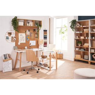 Bibliothèque scandinave en bois clair chêne et blanc L90 cm ABEL