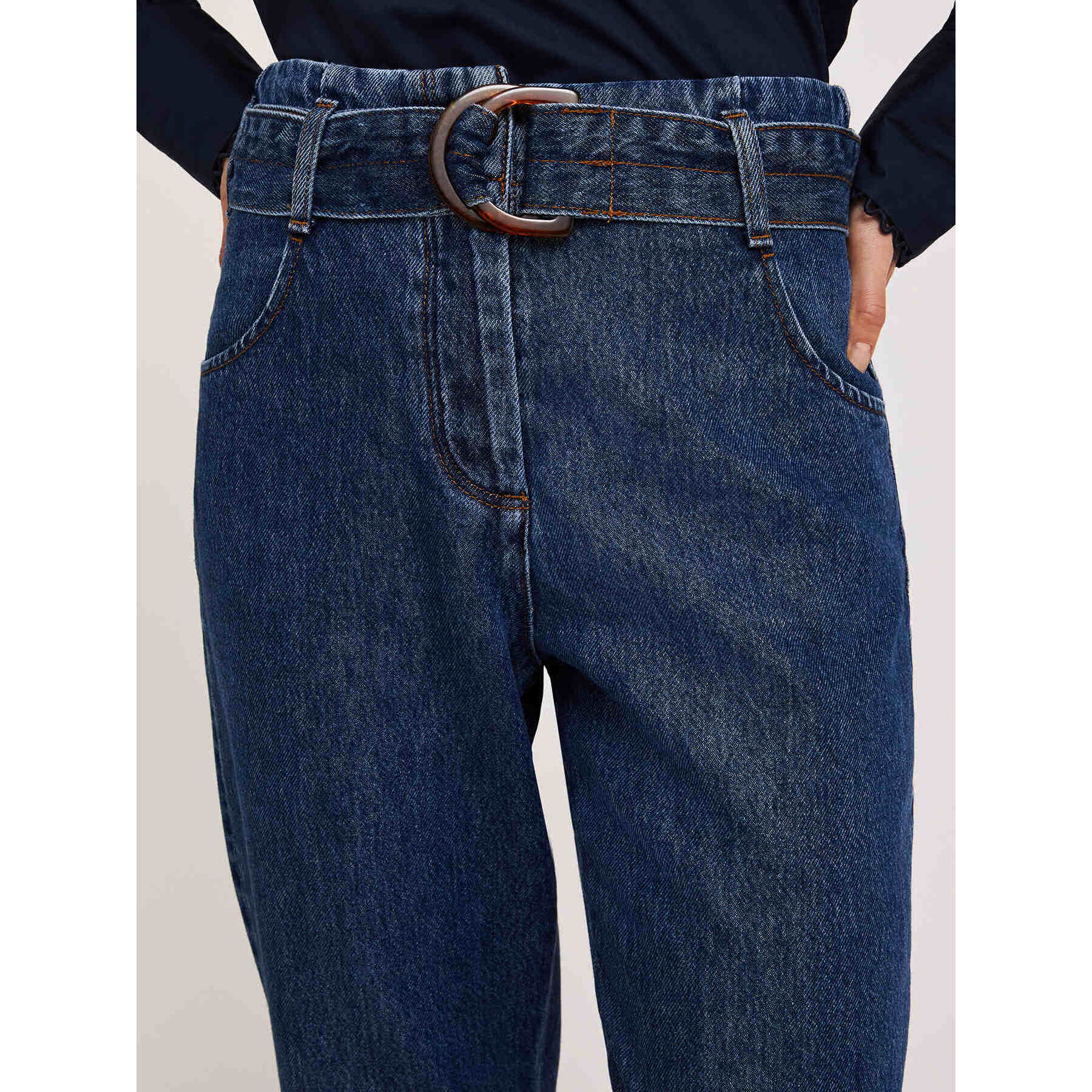 Motivi - Jeans balloon fit con cintura misto lyocell - Blu