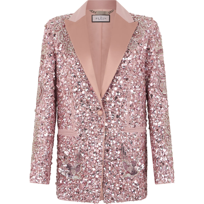 PHILIPP PLEIN Boyfriend's Fit Blazer Butterfly Tattoo Paillettes