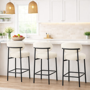 Lot de 2 tabourets de bar en tissu chenille - ORLA