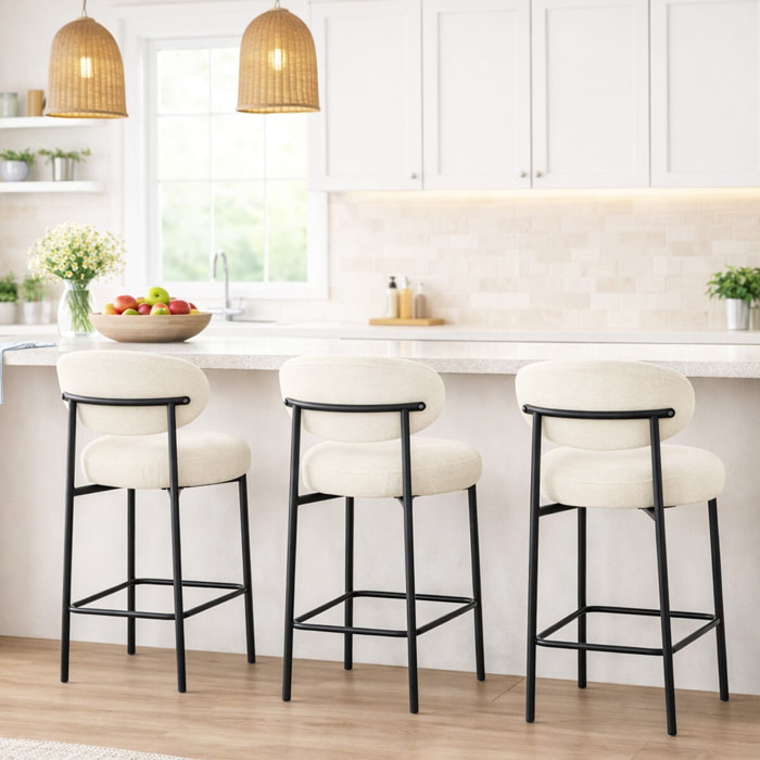 Lot de 2 tabourets de bar en tissu chenille - ORLA