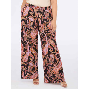 Fiorella Rubino - Pantalones wide leg de jersey con estampado de pañuelo - Negro