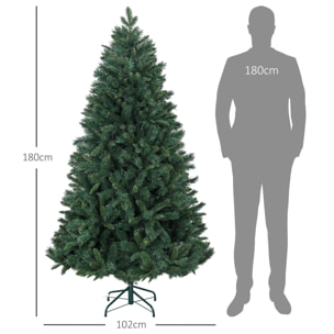 Sapin de Noël artificiel H.180 cm 1061 branches épines grand réalisme métal PVC PE vert