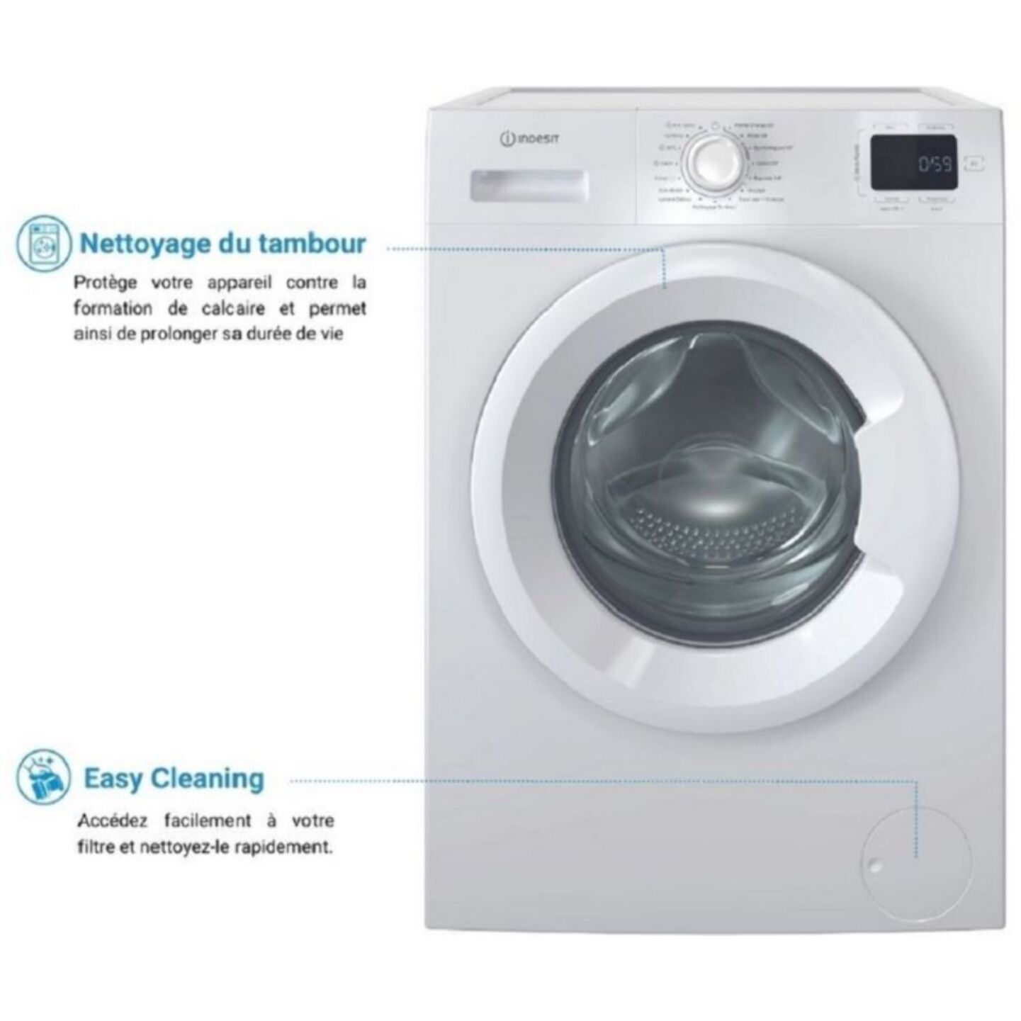 Lave linge hublot INDESIT IM864MYTIMEFR