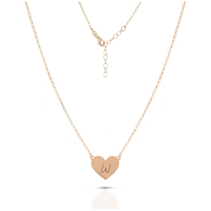 Collana Hiriwa 925 Cuore Lettera W Argento Rosè