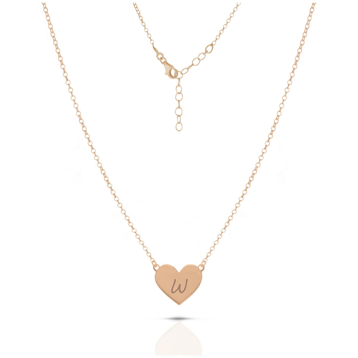 Collana Hiriwa 925 Cuore Lettera W Argento Rosè