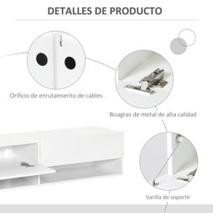 Mueble de TV de Pared Mueble de TV para Salón con 2 Compartimentos y 2 Armarios con Puertas Abatibles Mueble para Televisión de 60 Pulgadas 140x32x31 cm Blanco