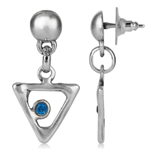 Pendiente plata Swarovski chapado triángulo azul