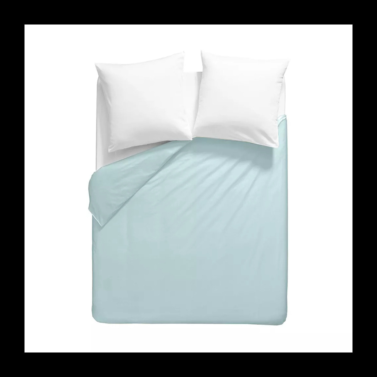 Housse de couette percale de coton uni bleu La percale francaise bleu aqua