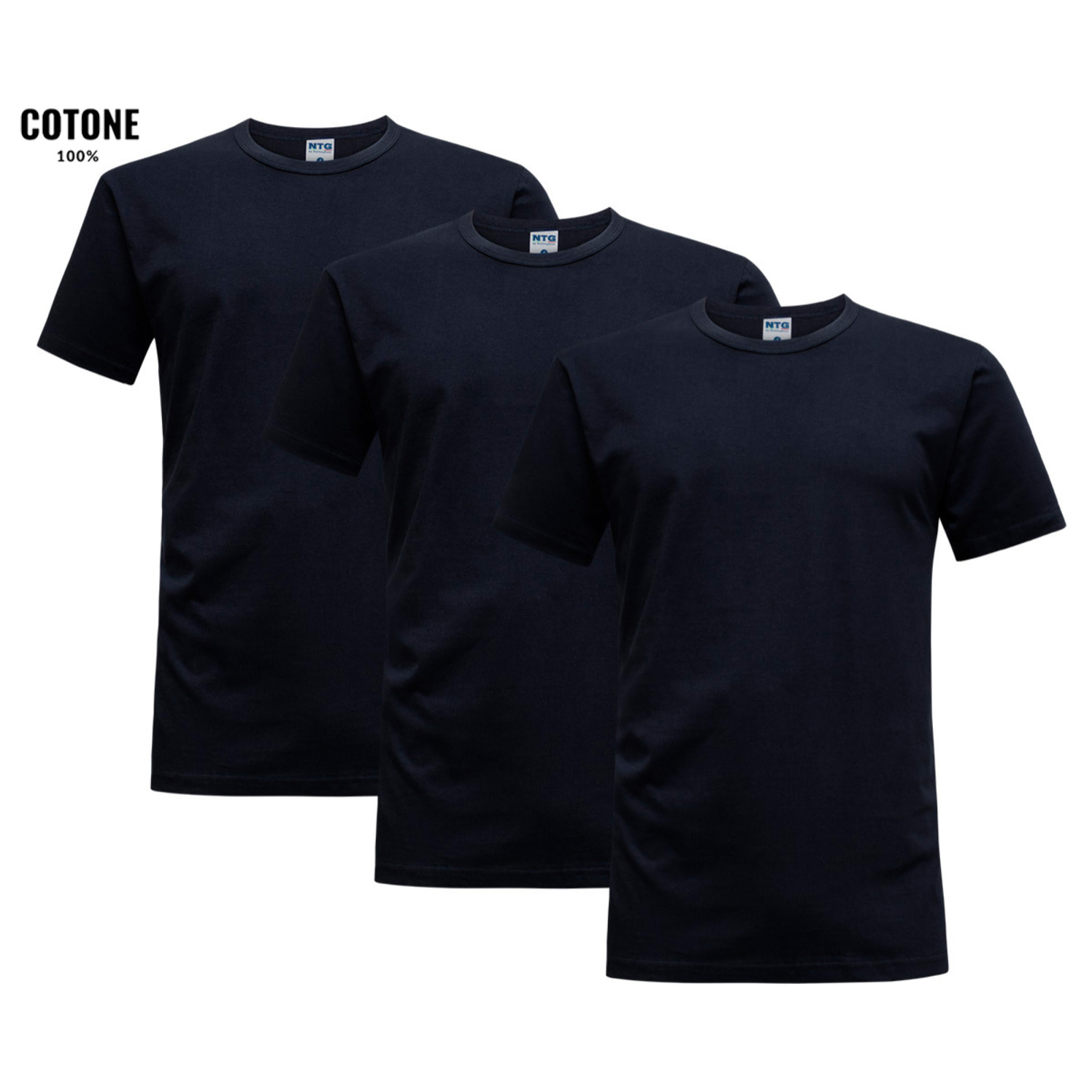 3 T-Shirt Uomo 100% Cotone NOTTINGHAM, Art. TM700 Girocollo