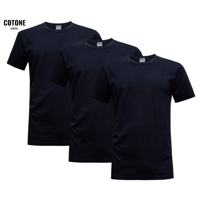 3 T-Shirt Uomo 100% Cotone NOTTINGHAM, Art. TM700 Girocollo