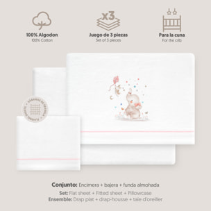 Juego de Sábanas de Cuna Franela  Mod Elefante