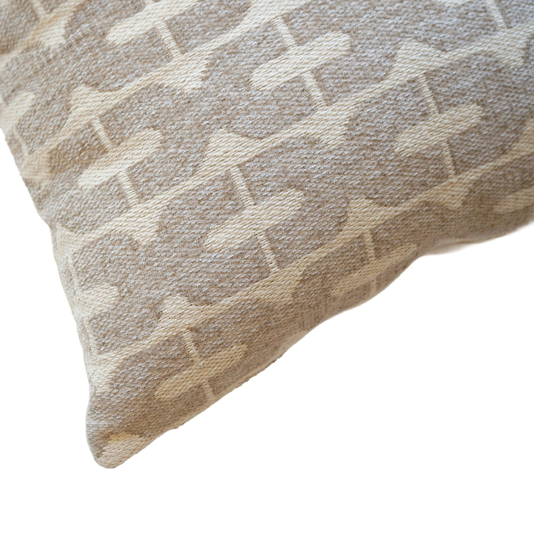 Coussin décoratif déhoussable en jacquard à motif géométrique - Naturel