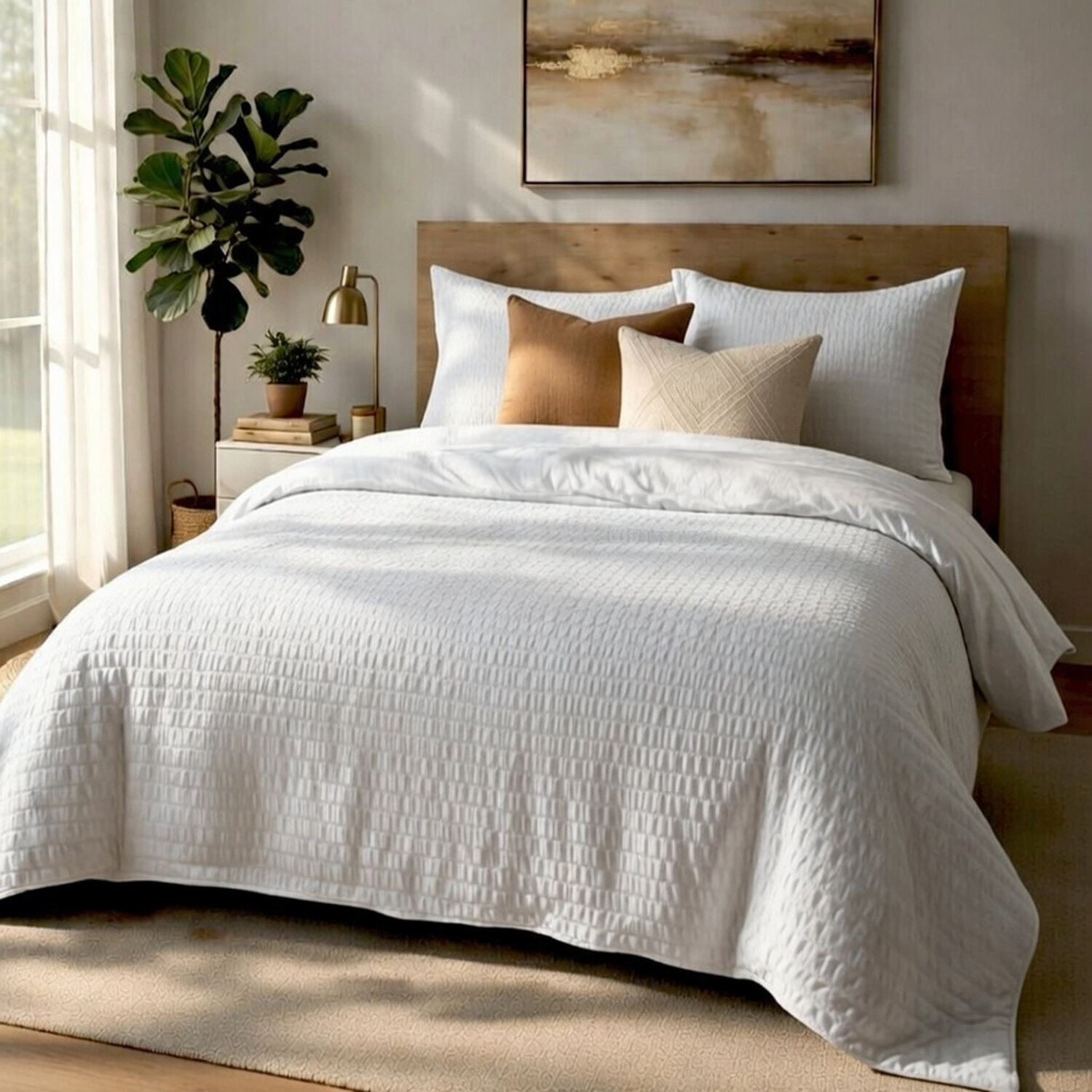 Parure housse de couette avec taie en polycoton - Victoria Uni Blanc