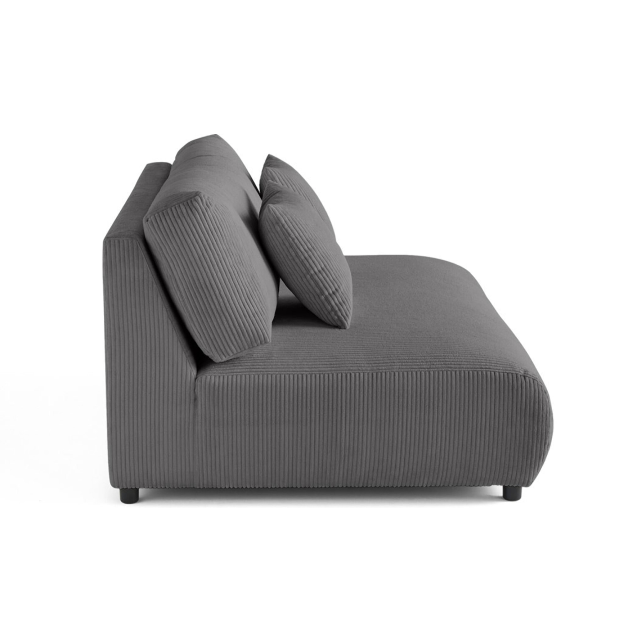 Garance - module d'assise 3 places - en velours côtelé - Gris foncé