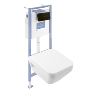 Pack WC suspendu sans bride Villeroy & Boch Architectura Twistflush [e³] rectangle + bâti-support sol et mur + plaque noir