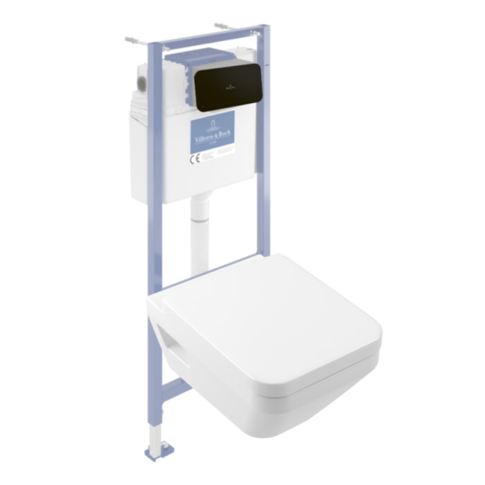 Pack WC suspendu sans bride Villeroy & Boch Architectura Twistflush [e³] rond + bâti-support sol et mur + plaque noir