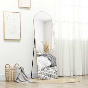 Miroir sur pied ou mural dim. 50L x 150H cm ton doré