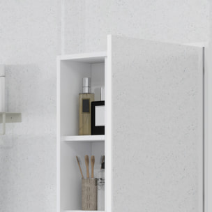 Armoire murale miroir salle de bain porte étagère 3 niches 60 x 15 x 76 cm blanc