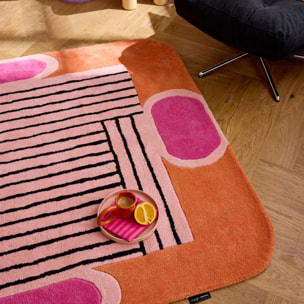 PANTONE - Tapis en laine fait main NUAGE SUCRE à motif géométrique orange