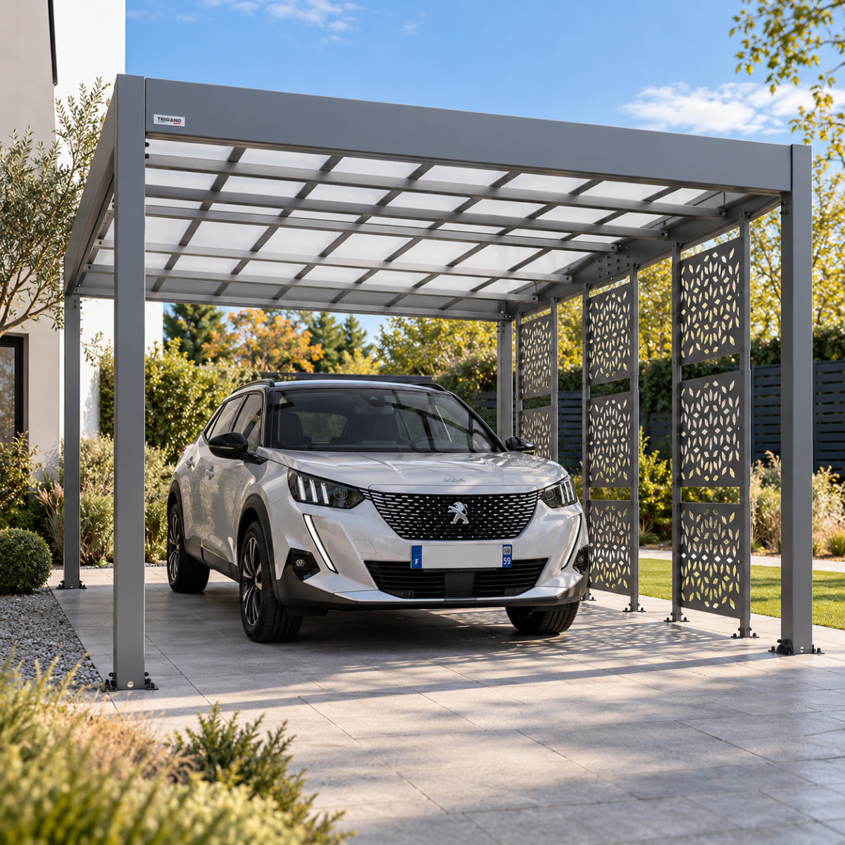 Carport aluminium Trigano - LIBECCIO + 3 claustras - 16 m²