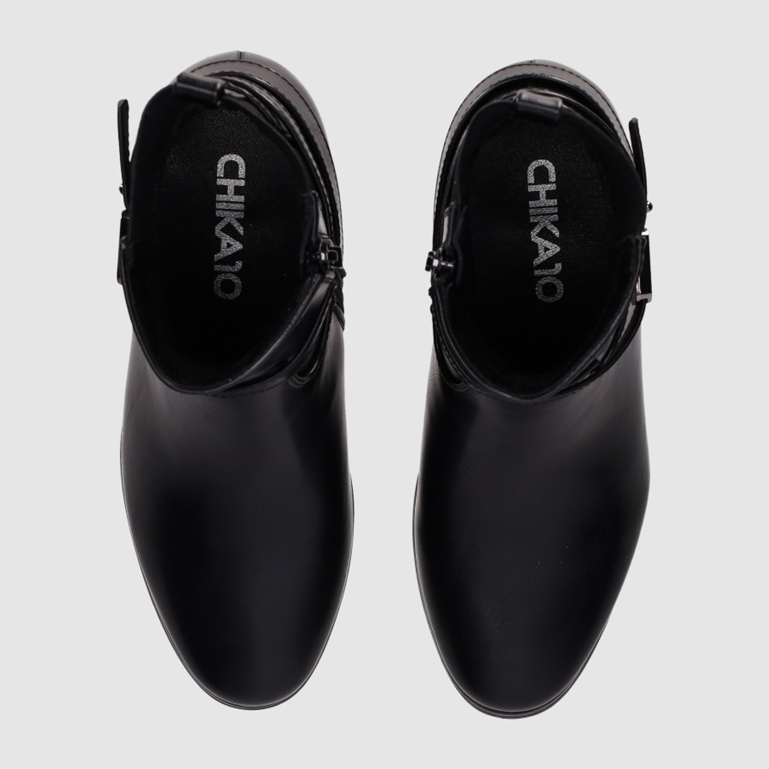 Botines de Piel Sintética - Negro - Tacón: 6 cm