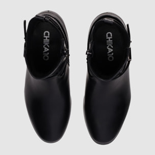 Botines de Piel Sintética - Negro - Tacón: 6 cm