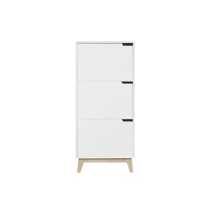 Meuble de rangement haut blanc et bois clair 3 portes L60 cm LEENA