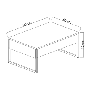 Tavolino da salotto Lavinia, Tavolo basso da caffè, Portariviste per divano, Ripiano da soggiorno, 90x60h40 cm, Noce e Oro