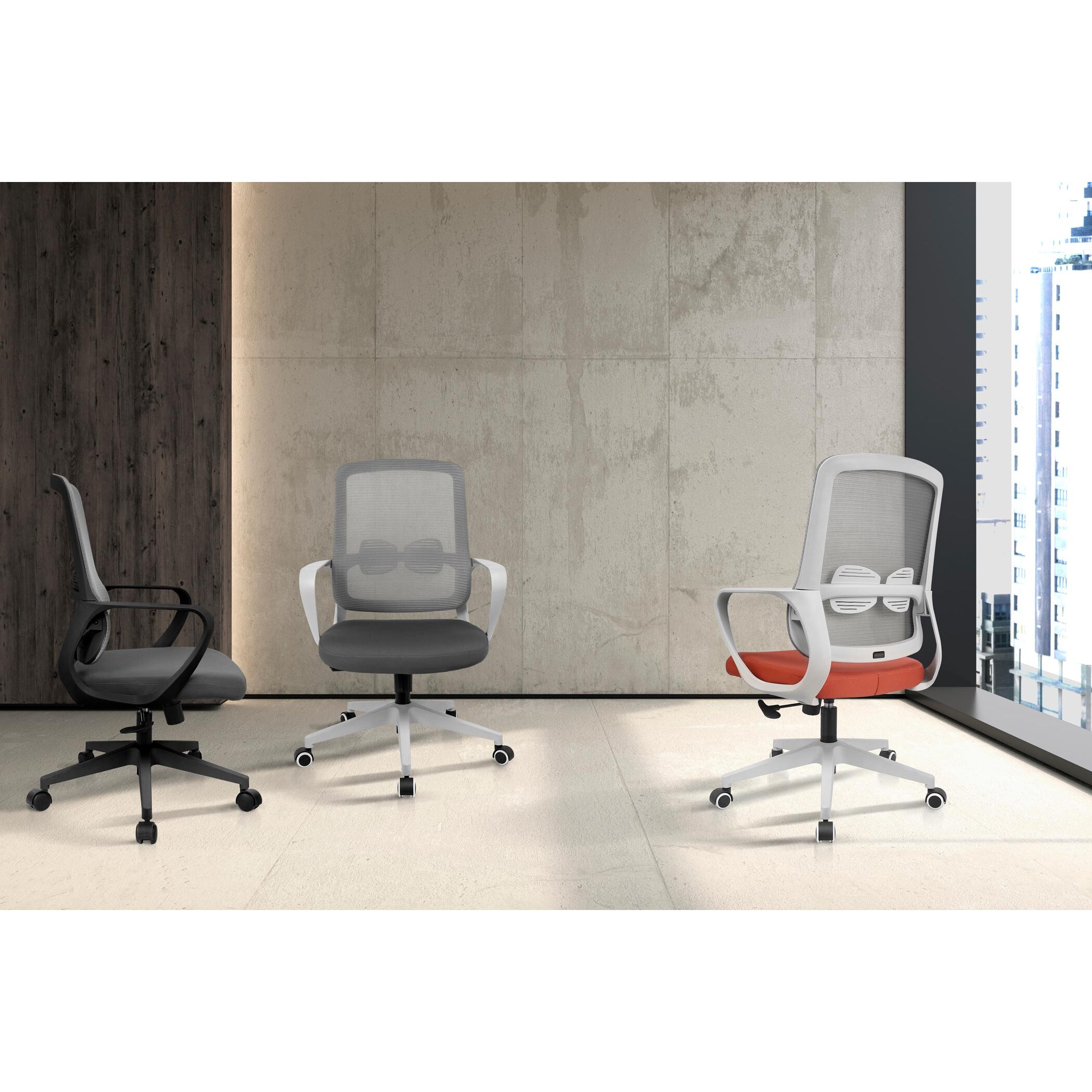 Silla de estudio Leah tela teja y gris 107x66x61 cm