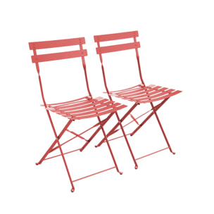 Lot de 2 chaises de jardin bistrot pliables en acier thermolaqué. 49.5 x 41 x 80.5cm