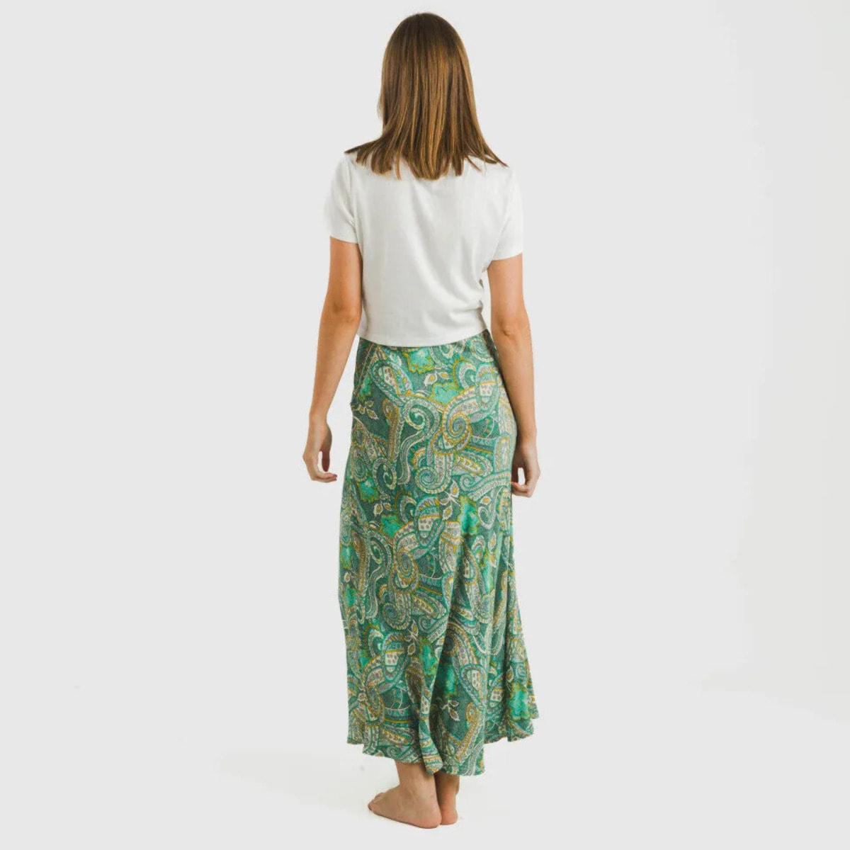 Falda midi viscosa bambula Patme Verde